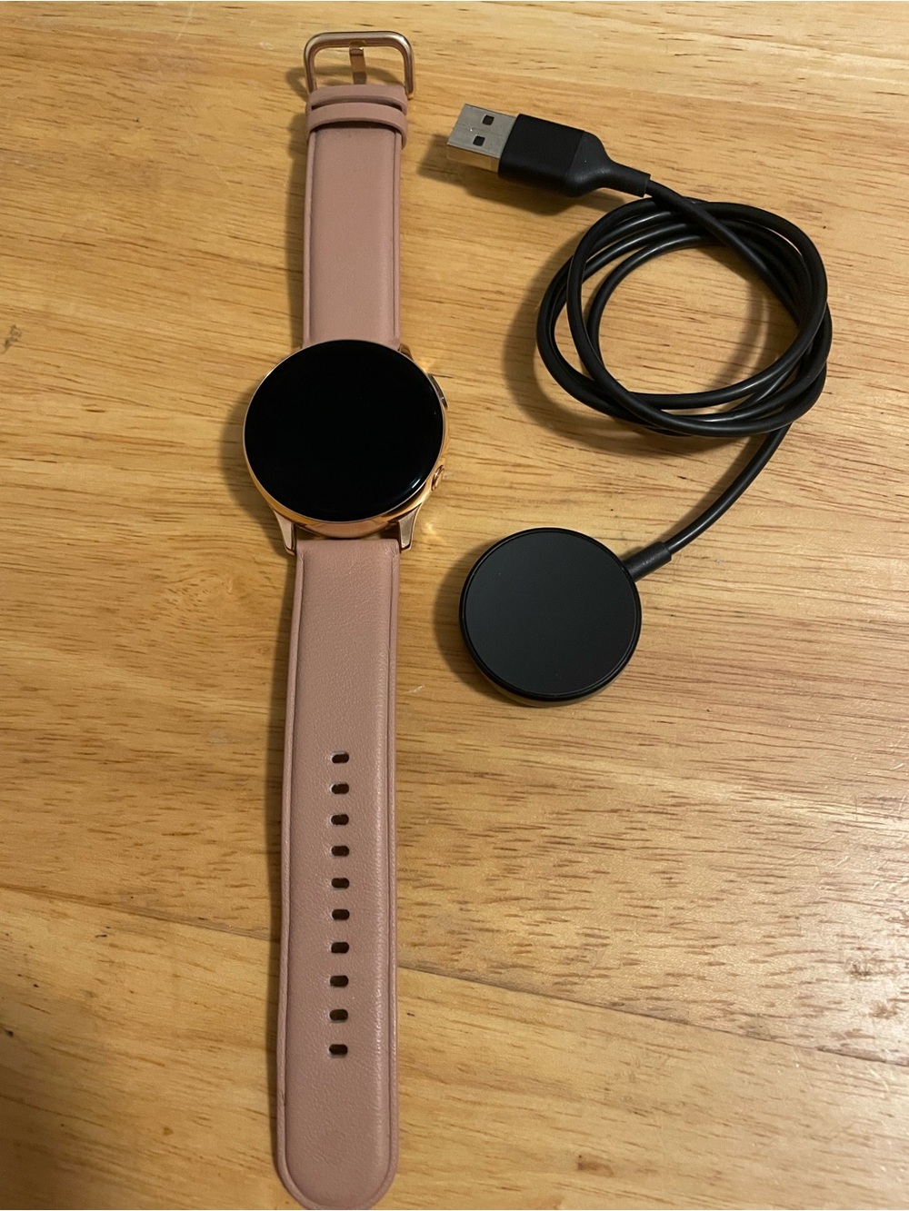 Samsung Rose Gold Smartwatch with Pink Leather Strap